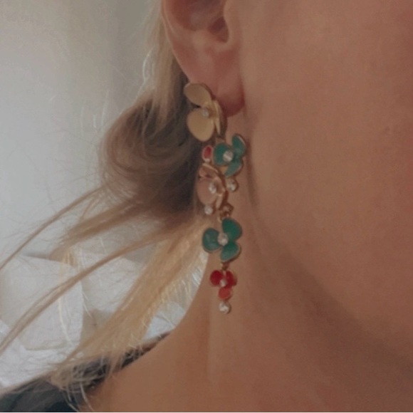 Floral Multicolor Drop Earrings - Picture 5 of 11